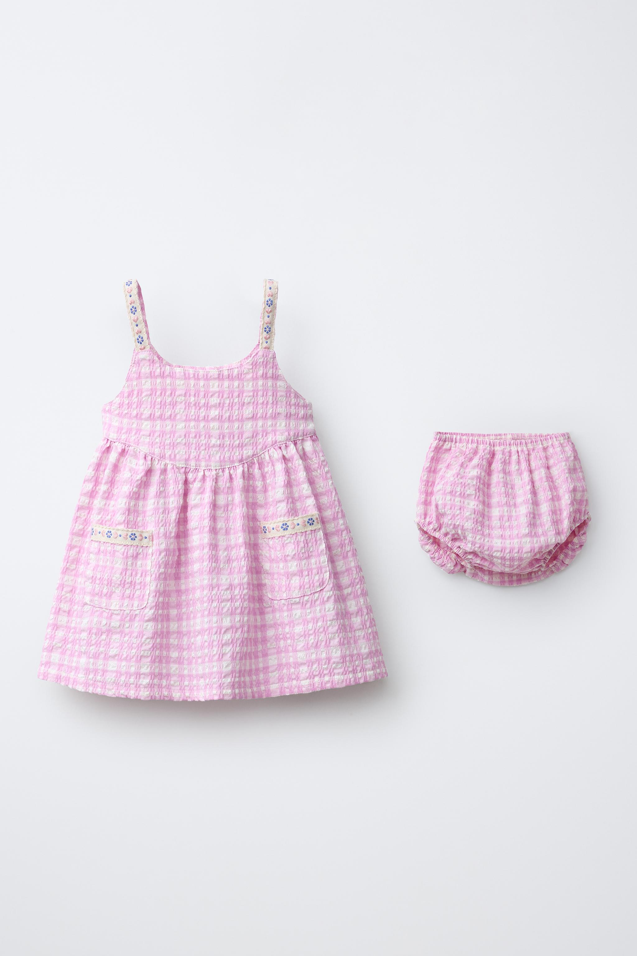 TEXTURED PLAID DRESS AND PANTIES